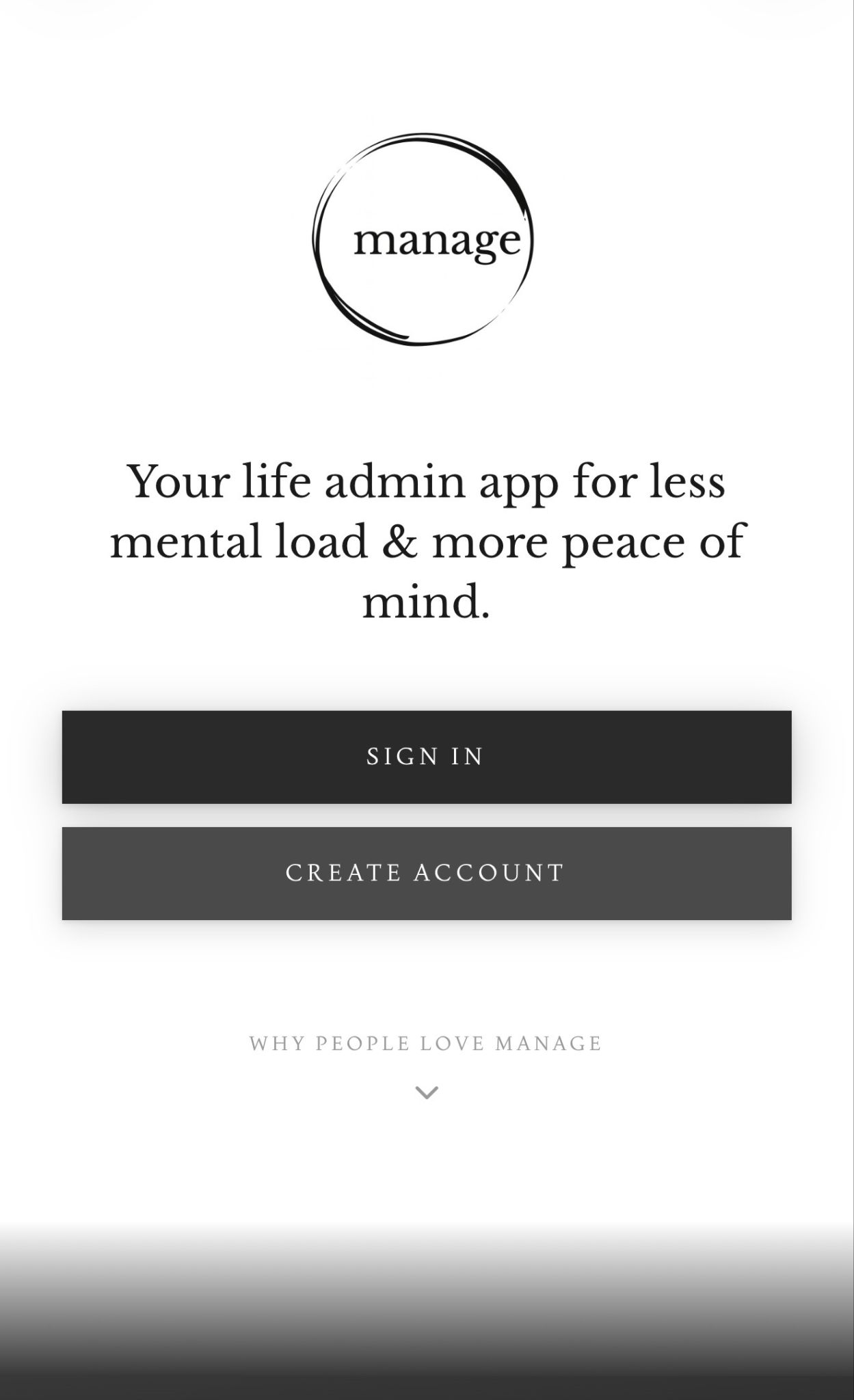 Manage app screen 1